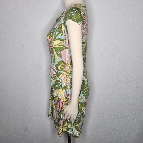 Talbots Petite 100% Cotton Tropical Floral‎ Print Wrap Dress Multicolor Size MP - Picture 3 of 6